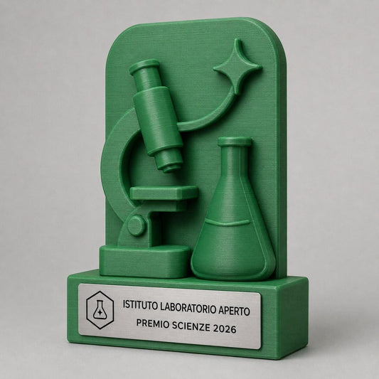 Trofeo Scienze Personalizzato, Premio Concorso Scientifico Scolastico con Logo e Targhetta Acciaio