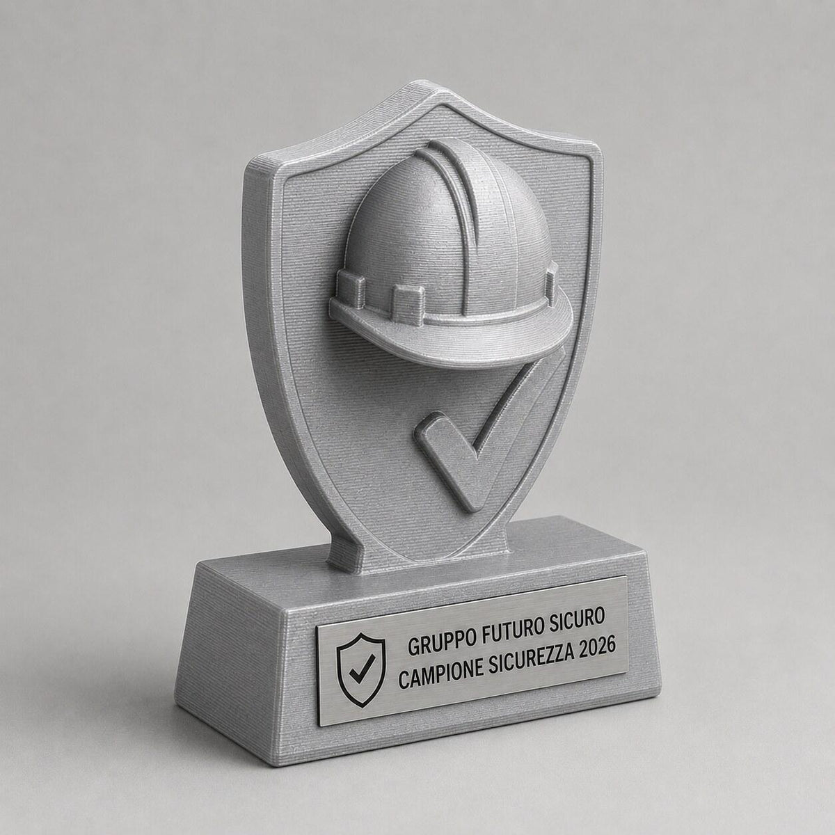 Trofeo Sicurezza sul Lavoro Personalizzato, Premio Safety Champion con Logo e Targhetta Acciaio