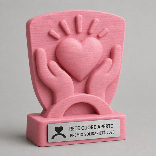 Trofeo Solidarietà Personalizzato, Premio Associazione Benefica e Raccolta Fondi con Logo e Targhetta Acciaio