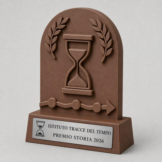 Trofeo Storia Personalizzato, Premio Olimpiadi Scolastiche con Timeline, Logo e Targhetta Acciaio