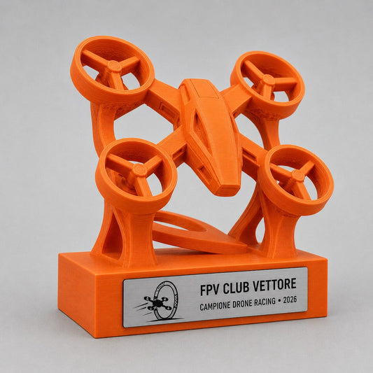 Trofeo Drone Racing 3D Personalizzato, Premio FPV con Logo e Targhetta Acciaio