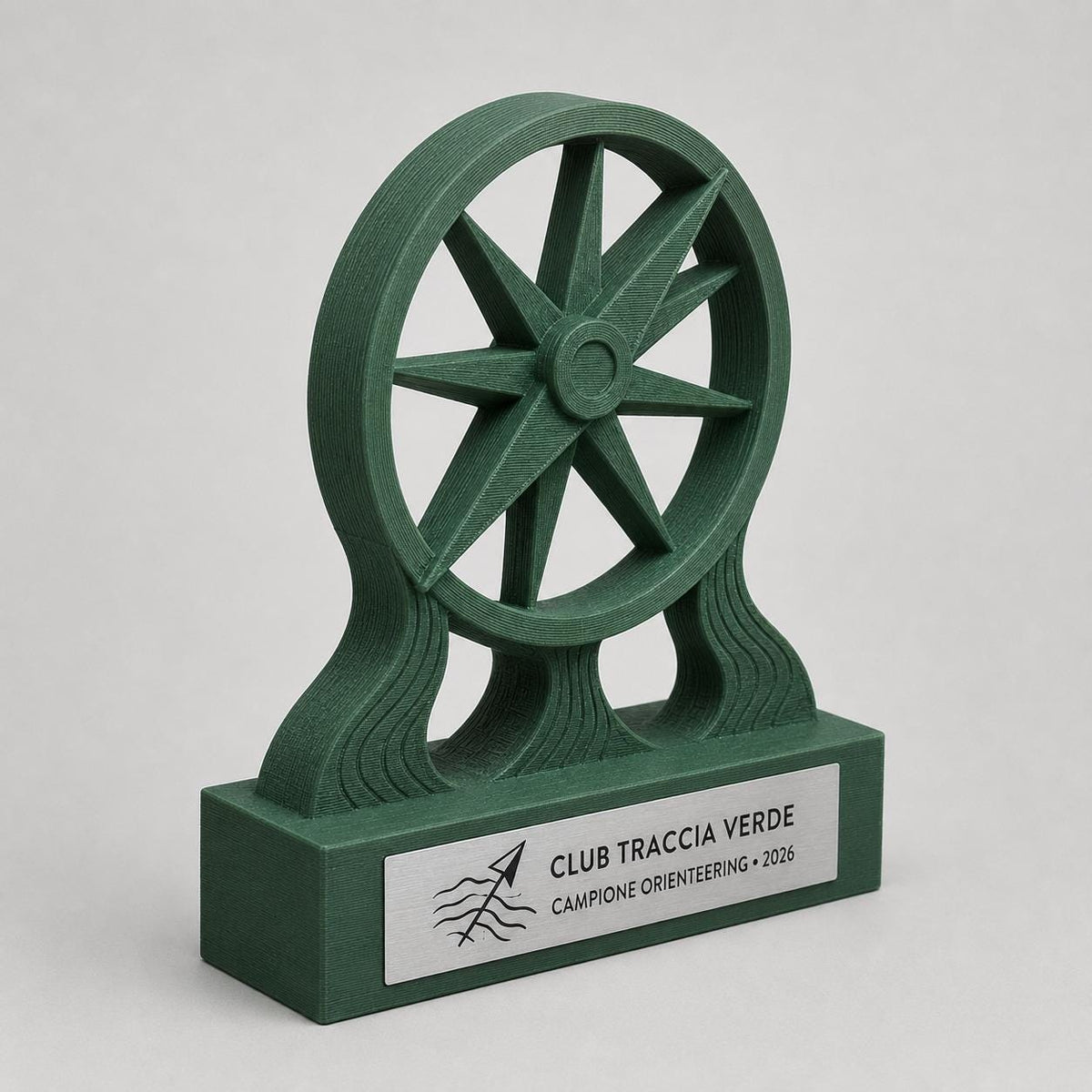 Trofeo Orienteering 3D Personalizzato, Premio Gara con Bussola, Logo e Targhetta Acciaio