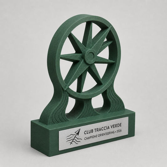 Trofeo Orienteering 3D Personalizzato, Premio Gara con Bussola, Logo e Targhetta Acciaio