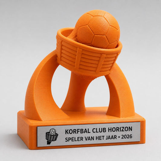 Trofeo Korfbal 3D Personalizzato, Premio Korfball con Canestro, Logo e Targhetta Acciaio