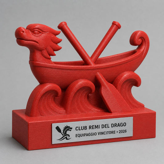 Trofeo Dragon Boat 3D Personalizzato, Premio Regata per Equipaggio con Logo e Targhetta Acciaio