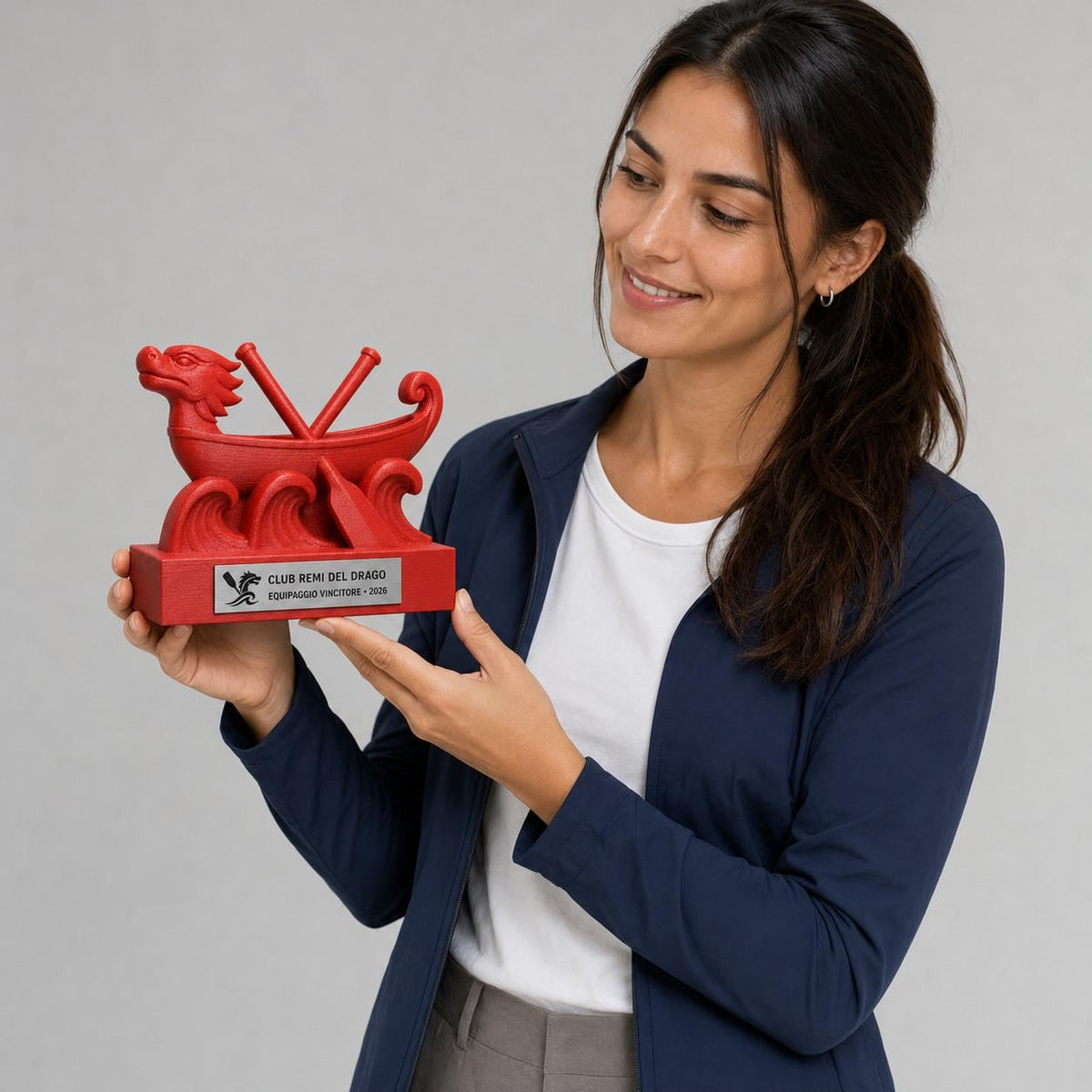 Trofeo Dragon Boat 3D Personalizzato, Premio Regata per Equipaggio con Logo e Targhetta Acciaio