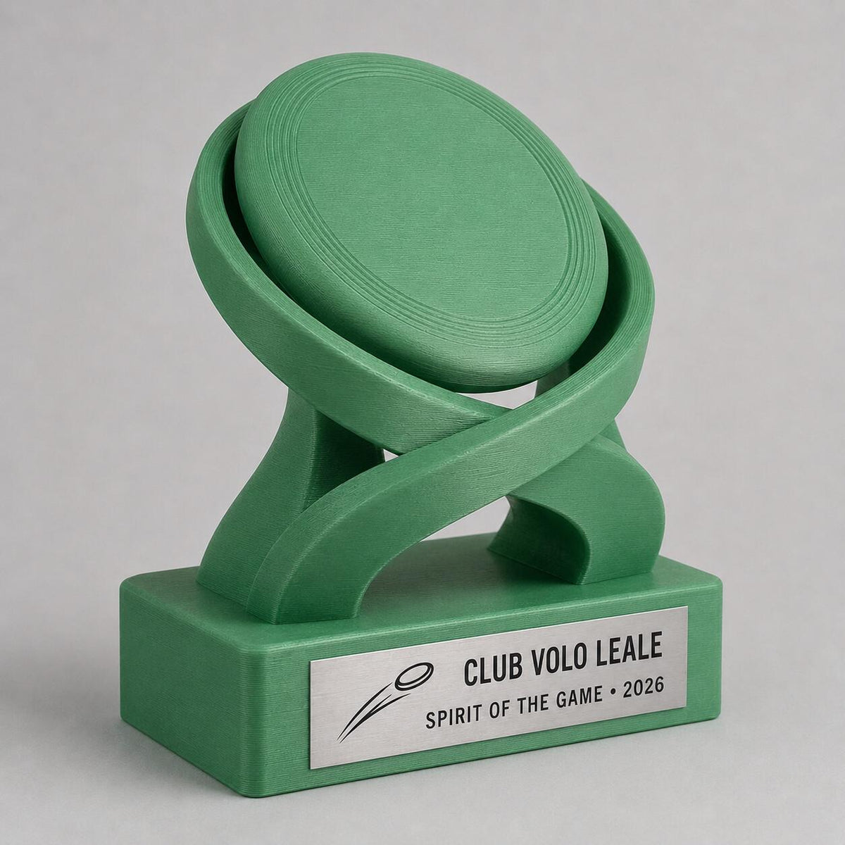 Trofeo Ultimate Frisbee 3D Personalizzato, Premio Spirit of the Game con Logo e Targhetta Acciaio