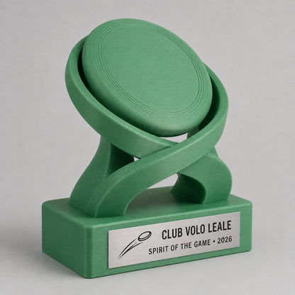 Trofeo Ultimate Frisbee 3D Personalizzato, Premio Spirit of the Game con Logo e Targhetta Acciaio