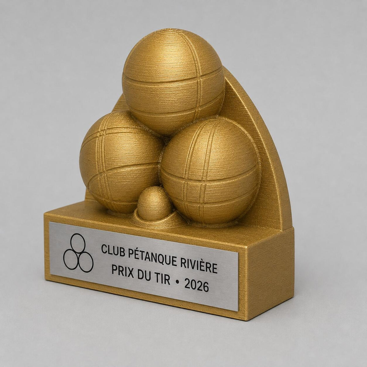 Trofeo Pétanque e Bocce 3D Personalizzato, Premio Torneo con Logo e Targhetta Acciaio