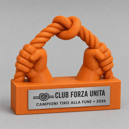 Trofeo Tiro alla Fune 3D Personalizzato, Premio Tug of War per Squadra con Logo e Targhetta Acciaio