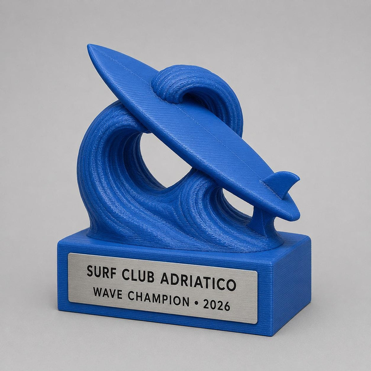 Trofeo Surf 3D Personalizzato, Premio Gara per Surf Club con Logo e Targhetta Acciaio