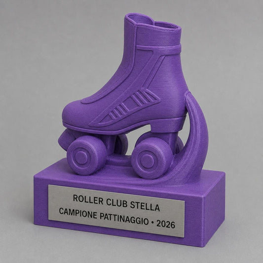 Trofeo Pattinaggio a Rotelle 3D Personalizzato, Premio Gara e Club con Logo e Targhetta Acciaio