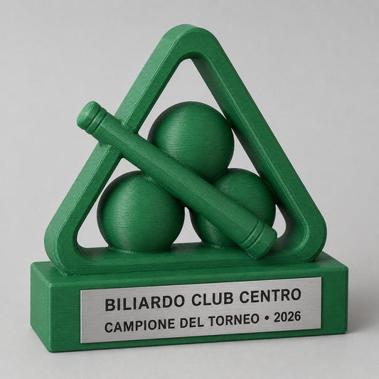 Trofeo Biliardo 3D Personalizzato, Premio Pool e Snooker per Torneo con Logo e Targhetta Acciaio