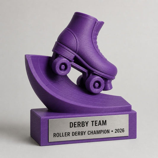 Trofeo Roller Derby 3D Personalizzato, Premio Pattinaggio per Squadra e Torneo con Logo e Targhetta Acciaio