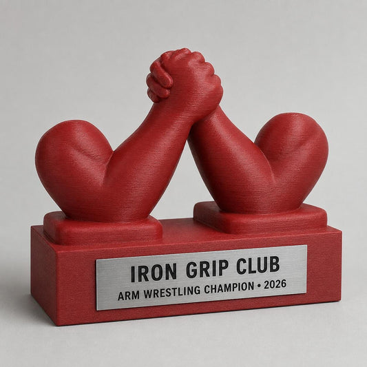 Trofeo Braccio di Ferro 3D Personalizzato, Premio Arm Wrestling per Torneo con Logo e Targhetta Acciaio