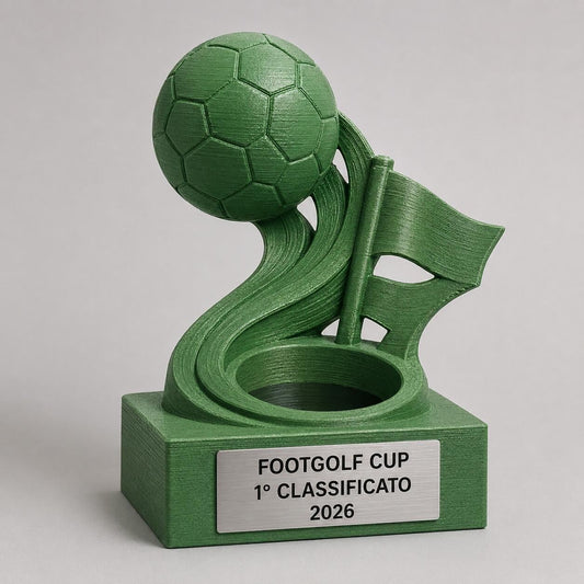 Trofeo Footgolf Personalizzato, Premio per Torneo e Club con Logo e Targhetta Effetto Acciaio