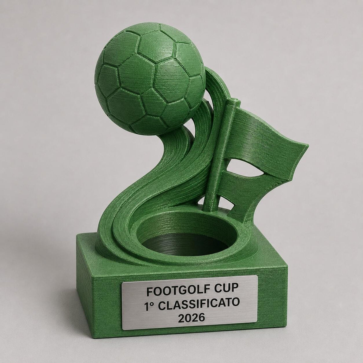 Trofeo Footgolf Personalizzato, Premio per Torneo e Club con Logo e Targhetta Effetto Acciaio