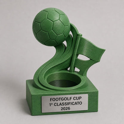 Trofeo Footgolf Personalizzato, Premio per Torneo e Club con Logo e Targhetta Effetto Acciaio