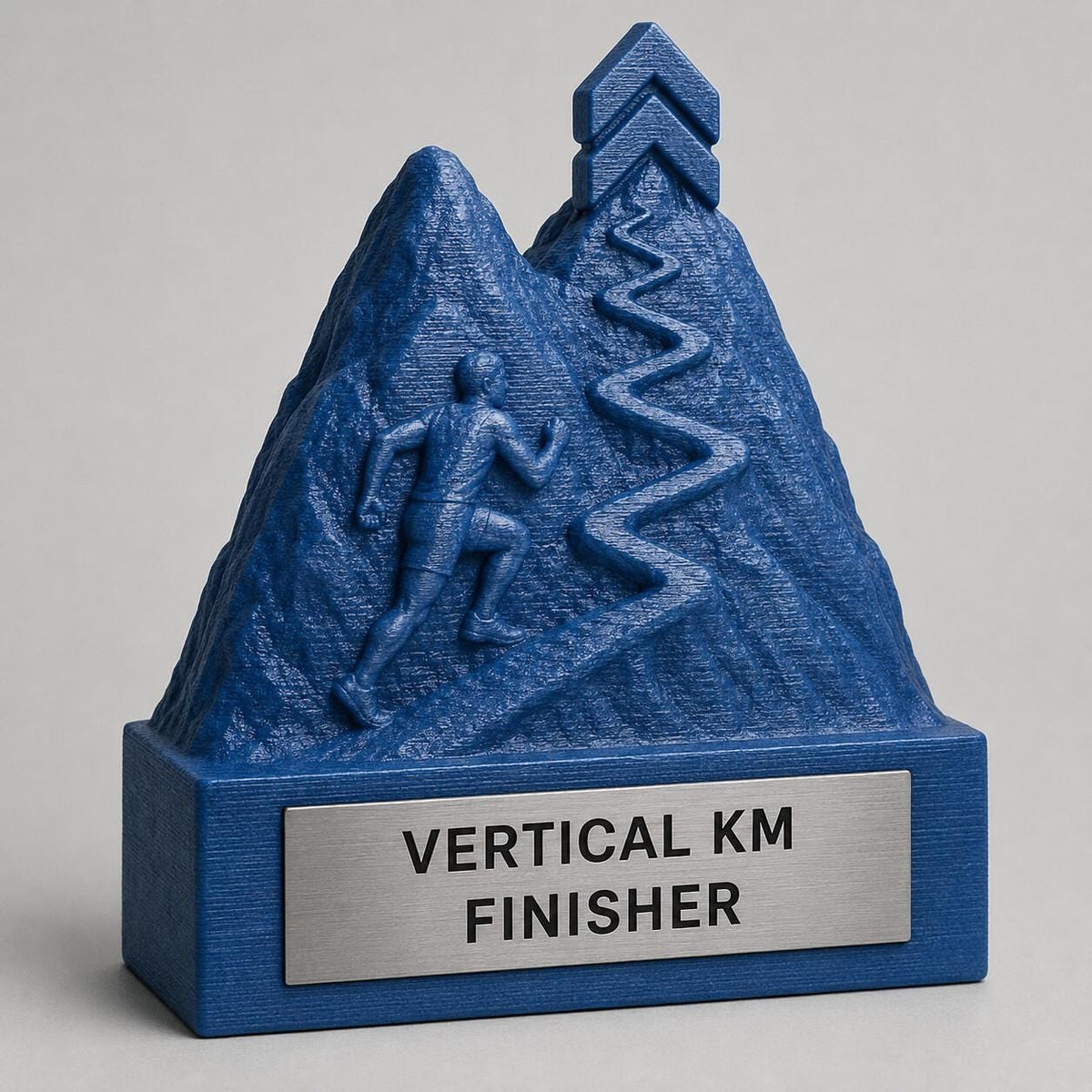Trofeo Chilometro Verticale Personalizzato, Premio Vertical KM e Skyrunning con Logo e Targhetta Effetto Acciaio