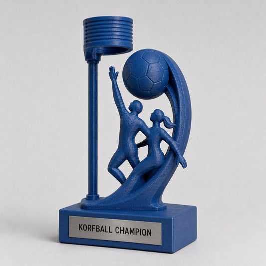 Trofeo Korfball Personalizzato, Premio Korfbal per Torneo e Club con Logo e Targhetta Effetto Acciaio