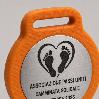 Set da 10 Medaglie Camminata Solidale Personalizzate, Premio Evento Benefico per Associazioni con Logo e Data