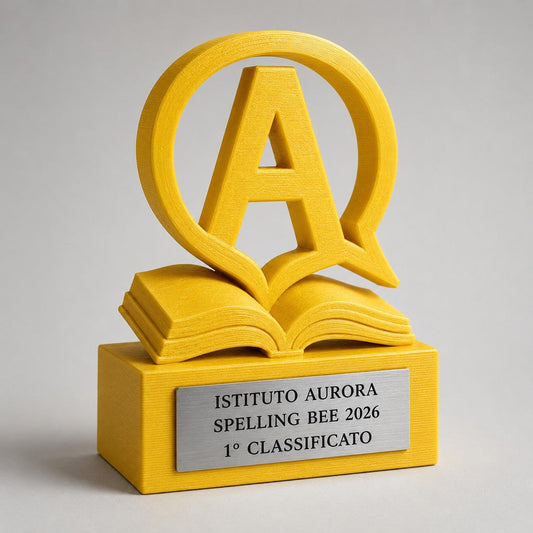 Trofeo Spelling Bee Scolastico Personalizzato, Premio Gara di Inglese per Scuole con Logo e Targhetta