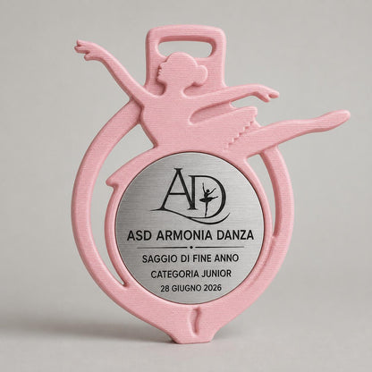 Set da 10 Medaglie Danza Classica Personalizzate, Premio Saggio Ballerina per Scuole e ASD con Logo, Categoria e Data