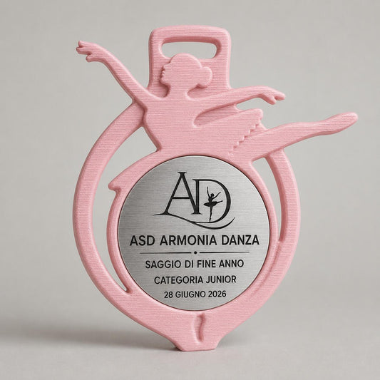 Set da 10 Medaglie Danza Classica Personalizzate, Premio Saggio Ballerina per Scuole e ASD con Logo, Categoria e Data