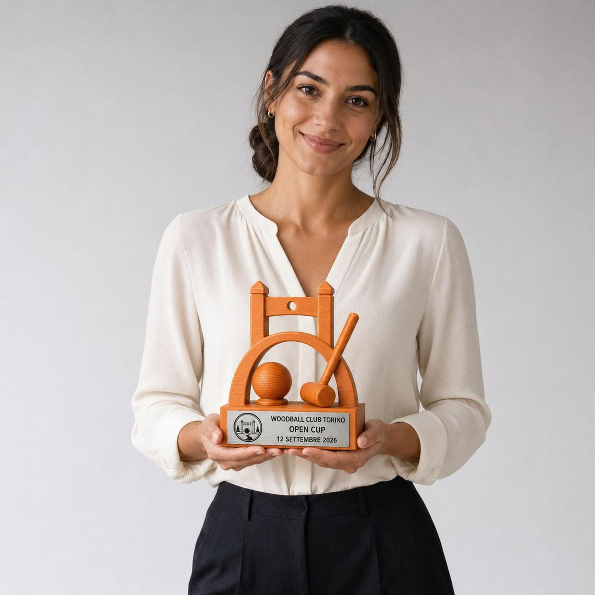 Trofeo Woodball Personalizzato, Premio Gara e Club con Mazza, Porta, Logo e Targhetta