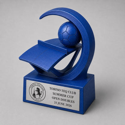 Trofeo Teqball Personalizzato, Premio Torneo per Club e Squadre con Pallone, Logo e Targhetta