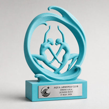 Trofeo Nuoto Artistico Personalizzato, Premio Gara per Club e Duo con Logo e Targhetta