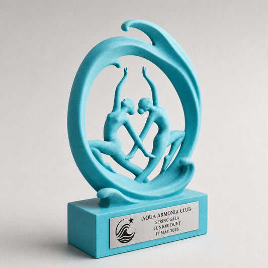 Trofeo Nuoto Artistico Personalizzato, Premio Gara per Club e Duo con Logo e Targhetta