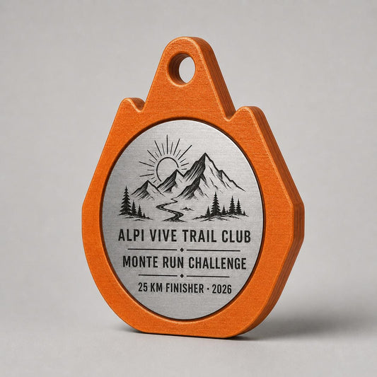 Set da 10 Medaglie Trail Running Personalizzate, Forma Montagna per Gare, Club e Associazioni con Logo, Categoria e Data