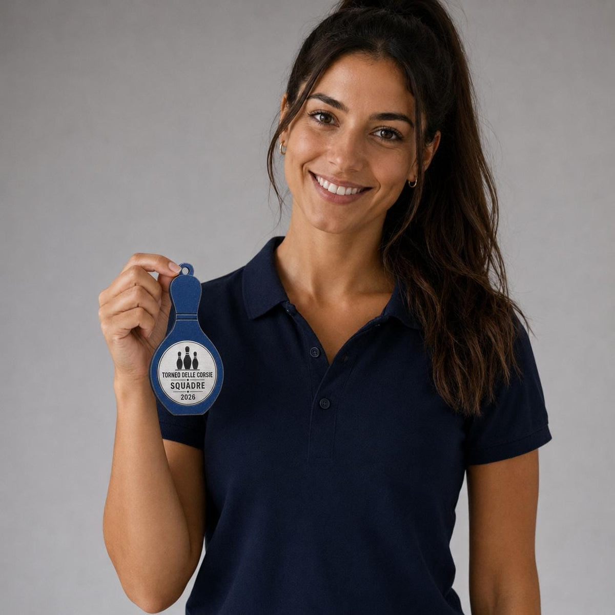 Set da 10 Medaglie Bowling Personalizzate, Forma Birillo per Tornei, Leghe e Club con Logo, Categoria e Data