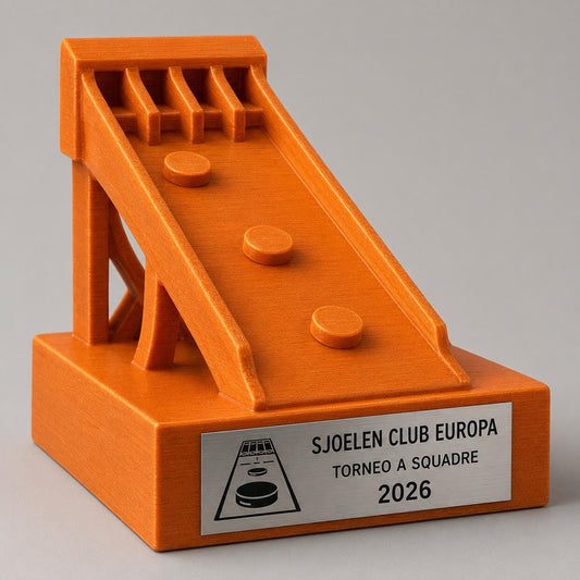 Trofeo Shuffleboard Personalizzato con Pista e Dischi, Premio Sjoelen per Tornei, Club e Squadre con Logo e Targhetta