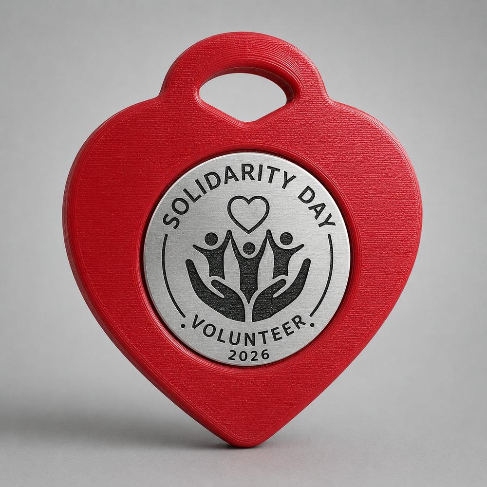 Set da 10 Medaglie Solidarietà Tutte Uguali a Forma di Cuore, Premio per Scuole, Associazioni ed Eventi
