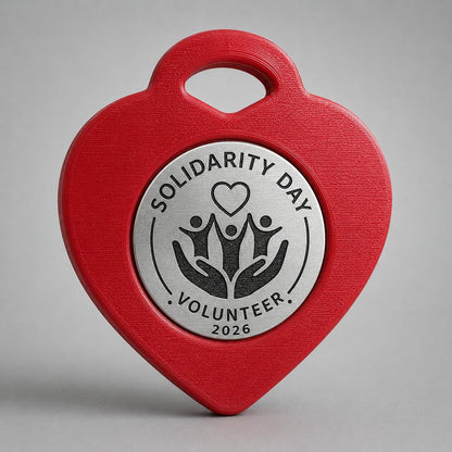 Set da 10 Medaglie Solidarietà Tutte Uguali a Forma di Cuore, Premio per Scuole, Associazioni ed Eventi