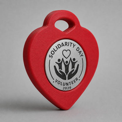 Set da 10 Medaglie Solidarietà Tutte Uguali a Forma di Cuore, Premio per Scuole, Associazioni ed Eventi