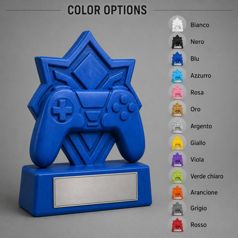 Trofeo E-Sport Personalizzato con Controller Stilizzato, Premio Torneo per Scuole, Club ed Eventi