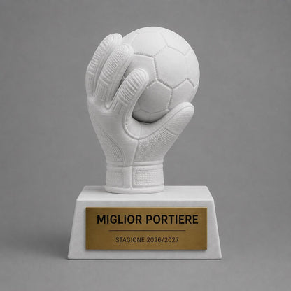 trofeo Portiere Calcio, Statuetta Trofeo. guanto portiere, Decorazione 3D Primo Classificato Torneo, Premio Miglior Portiere Calcio a 5