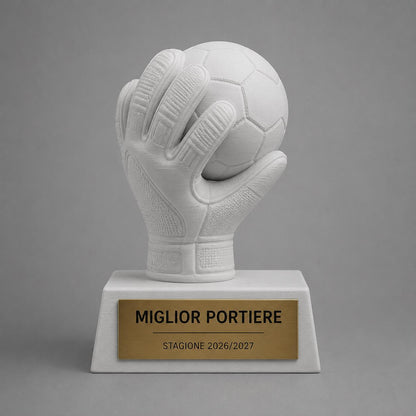 trofeo Portiere Calcio, Statuetta Trofeo. guanto portiere, Decorazione 3D Primo Classificato Torneo, Premio Miglior Portiere Calcio a 5