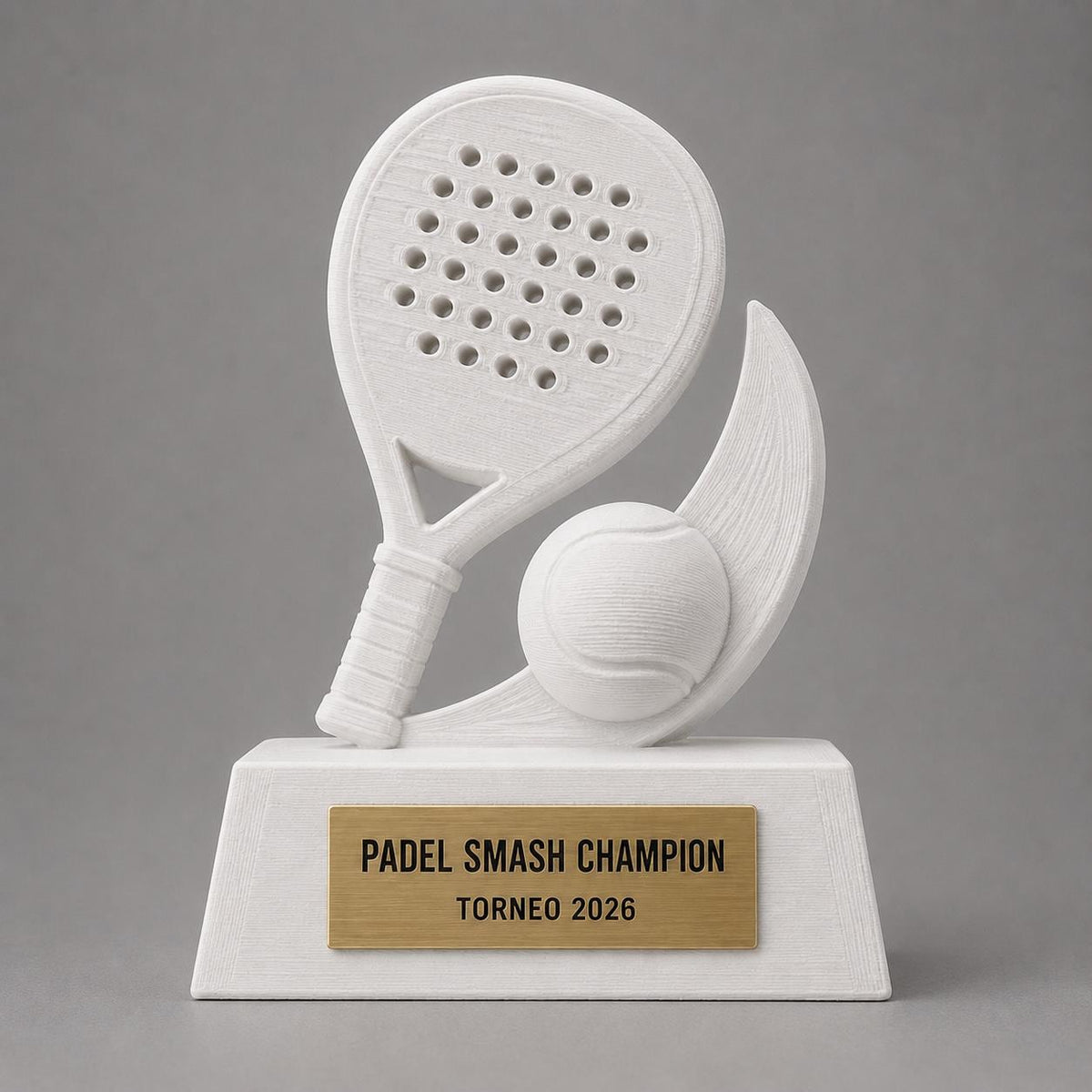 Trofeo padel personalizzato stampato 3D, premio torneo padel con targhetta incisa, regalo giocatore Smash Champion