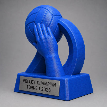 Trofeo volley personalizzato stampato 3D, premio pallavolo con targhetta incisa, regalo giocatore e torneo