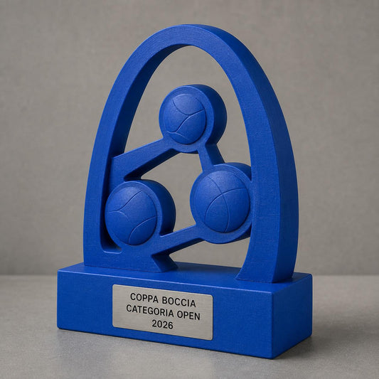 Trofeo Boccia Paralimpica Personalizzato con Tre Bocce, Premio per Gare, Club, Scuole e Associazioni