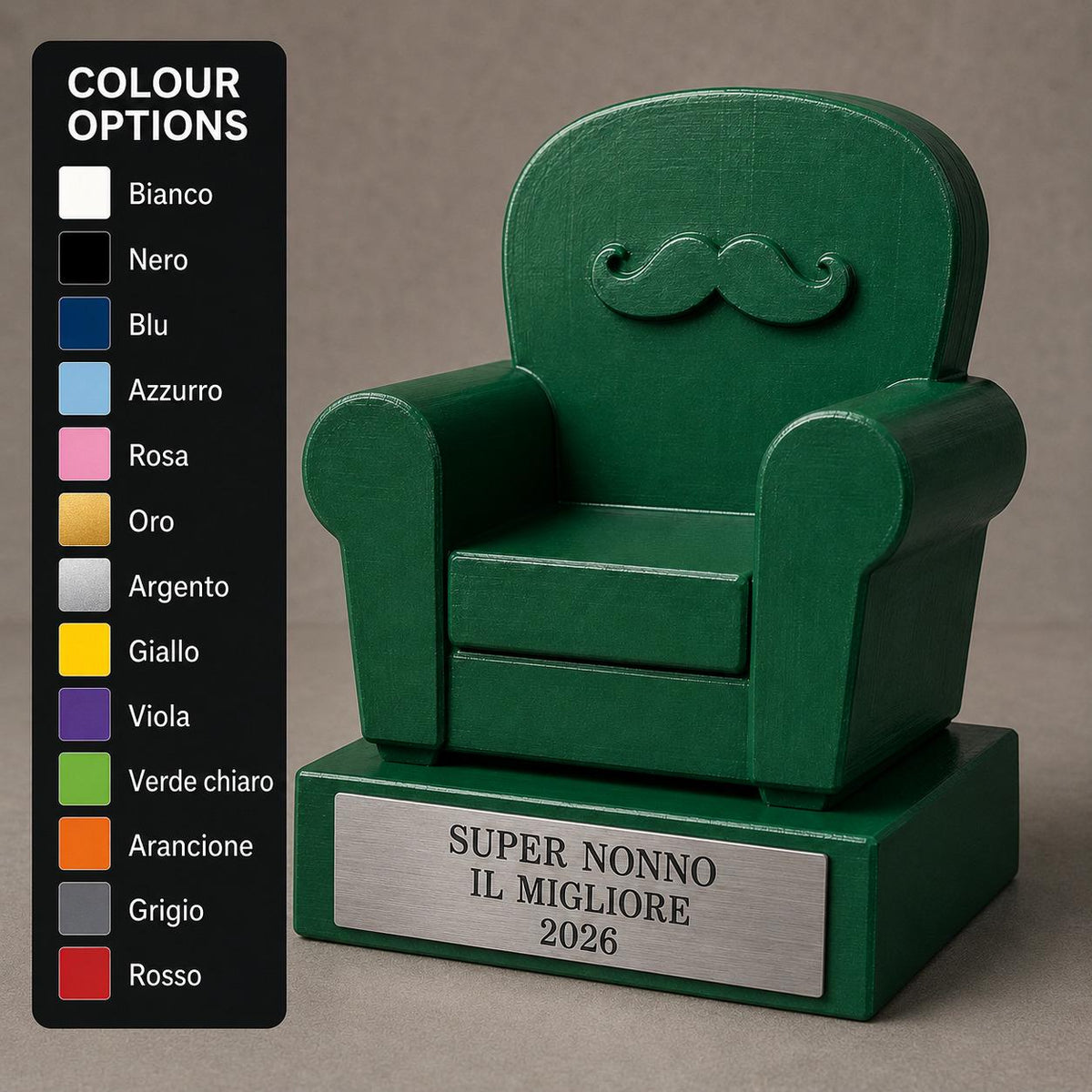 Trofeo Super Nonno Personalizzato, Regalo Divertente per Nonno, Compleanno, Festa dei Nonni e Famiglia