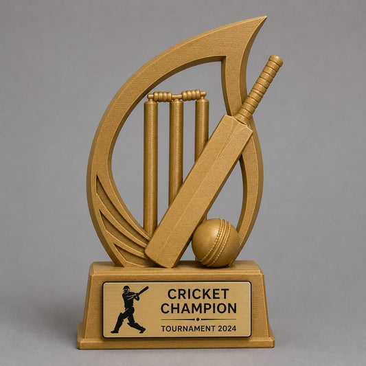Trofeo Personalizzato in Stampa 3D, Premio cricket con Targhetta Oro, Riconoscimento Moderno cricket championship