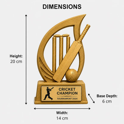 Trofeo Personalizzato in Stampa 3D, Premio cricket con Targhetta Oro, Riconoscimento Moderno cricket championship