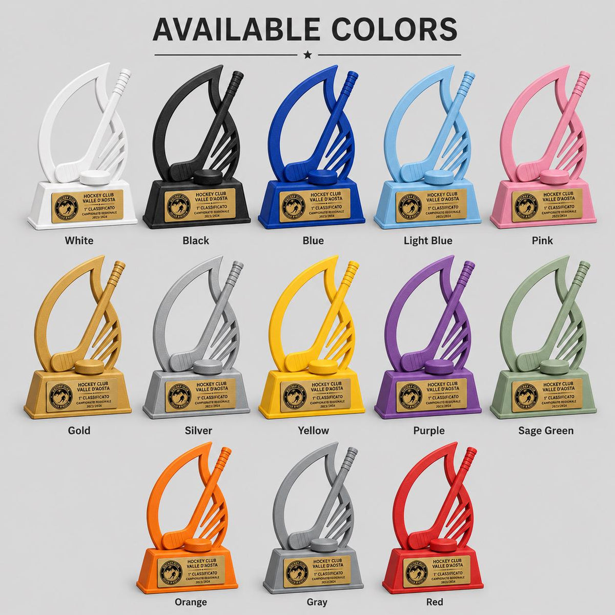 Trofeo Personalizzato in Stampa 3D, Premio hockeycon Targhetta Oro spazzolato abs, Riconoscimento Moderno cricket championship