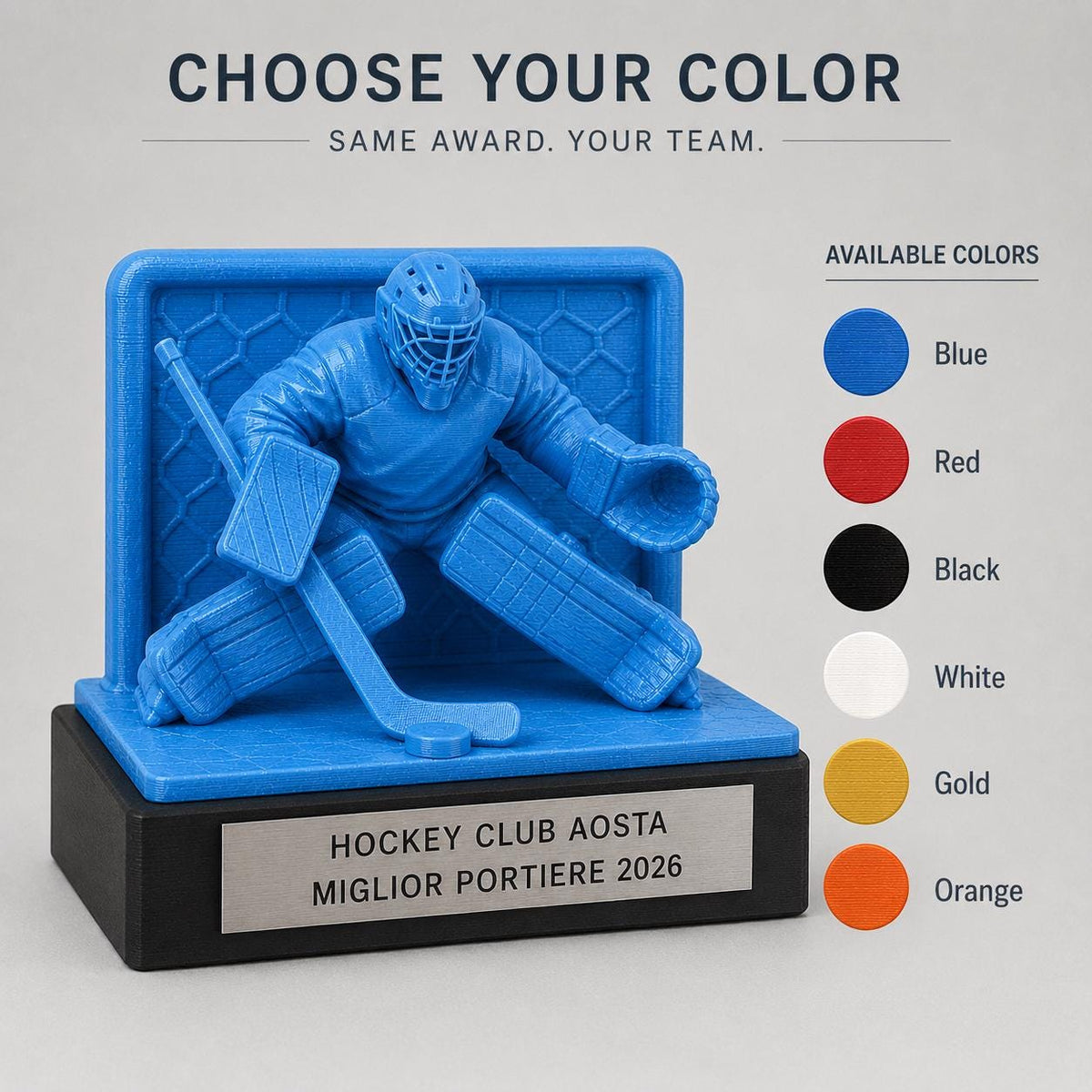 Trofeo Personalizzato in Stampa 3D, Premio hockeycon Targhetta Oro spazzolato abs, Riconoscimento Moderno cricket championship