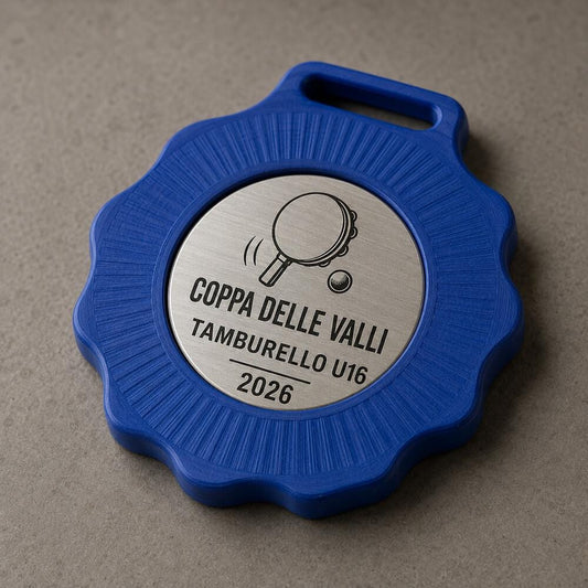 Set da 10 Medaglie Tamburello Personalizzate con Inserto Effetto Metallico per Tornei, Club e Scuole